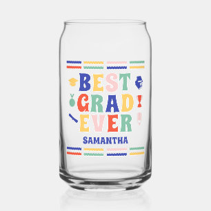 Retro Best Grad Ever Graduation Can Glass