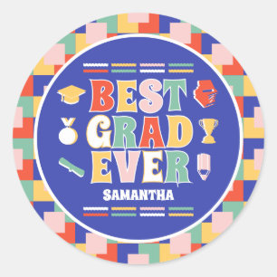 Retro Best Grad Ever Graduation Party Classic Round Sticker