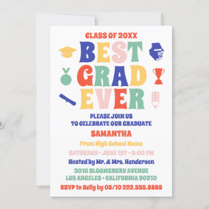 Retro Best Grad Ever Graduation Party Invitation