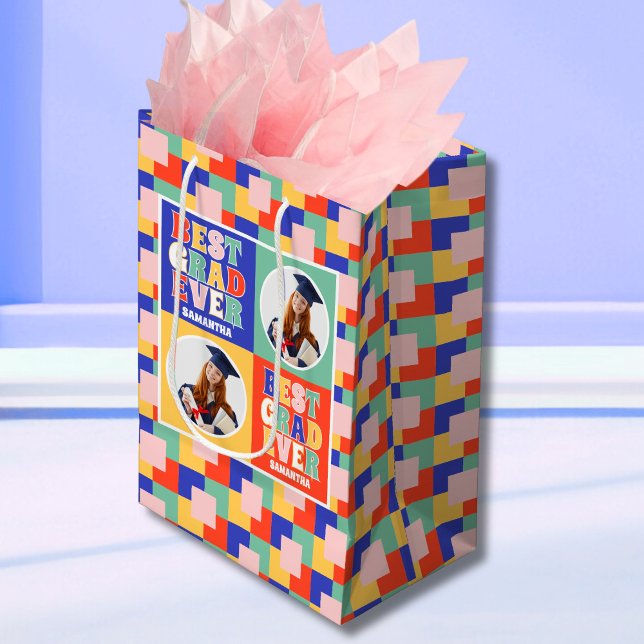 Retro Best Grad Ever Photo Graduation Medium Gift Bag (Creator Uploaded)
