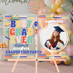 Retro Best Grad Ever Photo Graduation Welcome Acrylic Sign