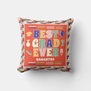 Retro Best Grad Ever Red Graduation Cushion
