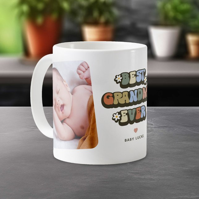 Retro Best Grandma Ever 2 Photo Coffee Mug (Creator Uploaded)