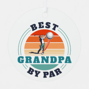 Retro Best Grandpa By Par Custom Christmas Metal Tree Decoration