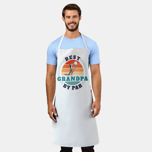 Retro Best Grandpa By Par Custom Fathers Day Apron (Worn)
