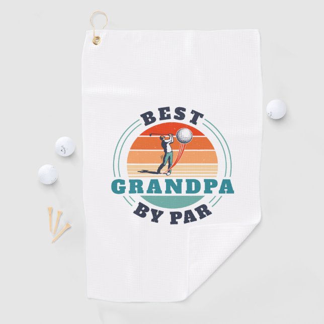 Retro Best Grandpa By Par Custom Fathers Day Golf Towel (InSitu)