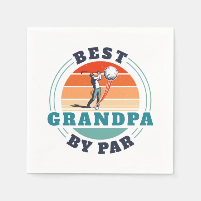 Retro Best Grandpa By Par Custom Fathers Day Napkin (Front)