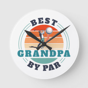 Retro Best Grandpa By Par Custom Golfing Round Clock