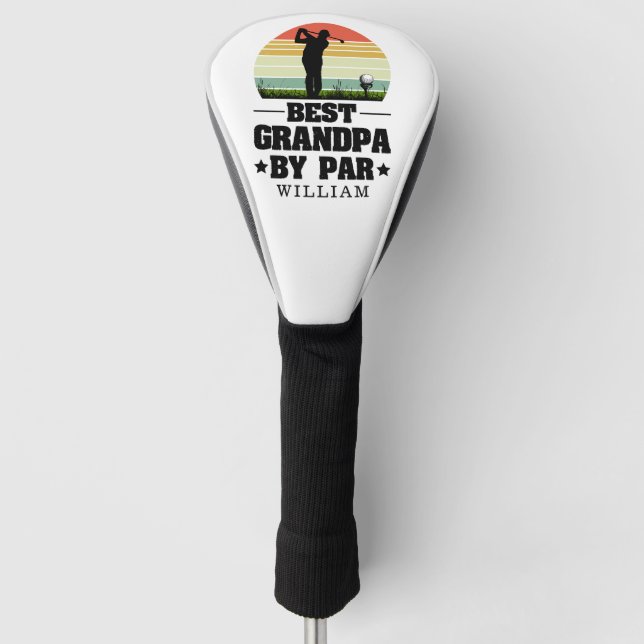 Retro Best Grandpa By Par Golf  | Grandparents day Head Cover (Front)