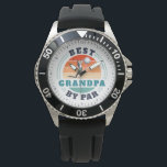 Retro Best Grandpa By Par Grandfather Birthday Watch<br><div class="desc">Retro Best Grandpa By Par design you can customise for the recipient of this cute golf theme design. Perfect gift for Father's Day or grandfather's birthday. The text "GRANDPA" can be customised with any dad moniker by clicking the "Personalise" button above. Can also double as a company swag if you...</div>