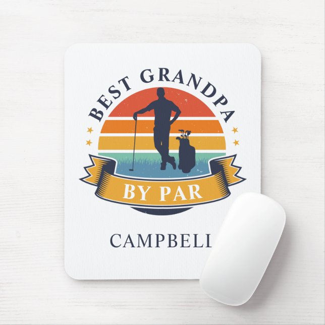 Retro Best Grandpa By Par Personalised Golfer Pop Mouse Pad (With Mouse)