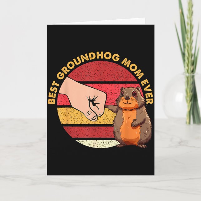Retro Best Groundhog Mom Ever Animals Lover Women  Card (Front)