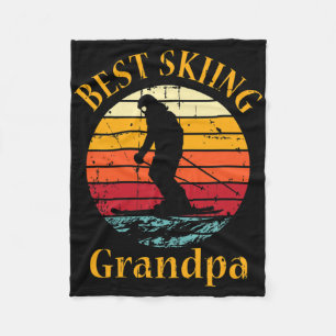 Retro Best Ice Ski Grandpa Skiing Grandfather Skie Fleece Blanket