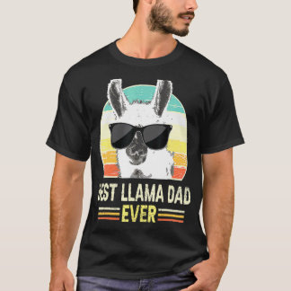 Retro Best llama Dad Ever Tee Alpaca with Sunglass