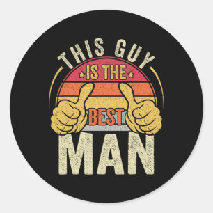Retro Best Man Wedding Groomsmen Funny Bridal Bach Classic Round Sticker