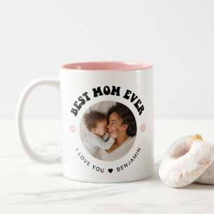 Retro Best Mom Ever Photo Two-Tone Coffee Mug