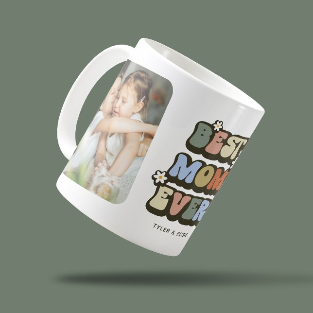 Retro Best Mum Ever 2 Photo Coffee Mug (Creator Uploaded)