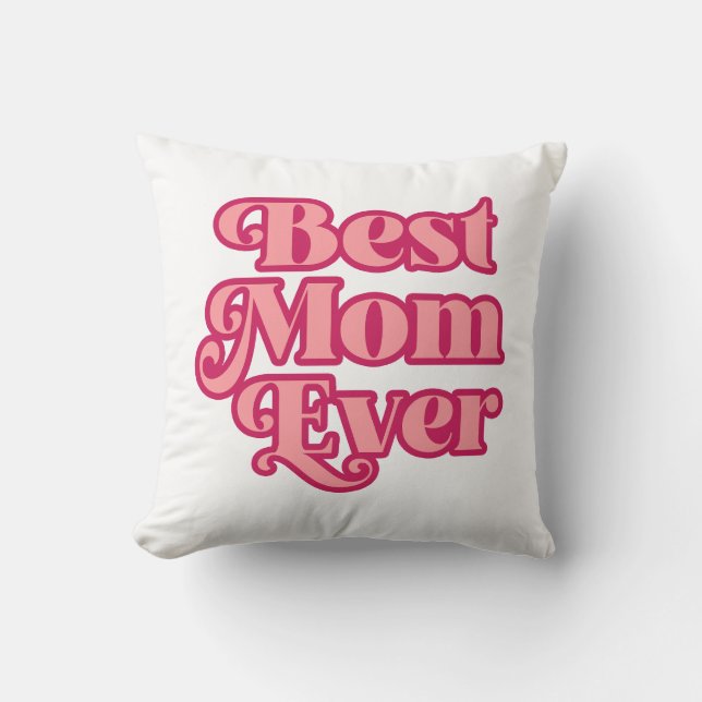 Retro Best Mum Ever Pink Groovy Mother's Day Gift Cushion (Front)