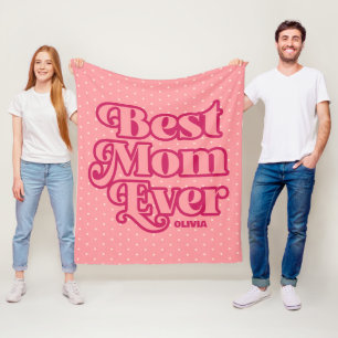 Retro Best Mum Ever Pink Groovy Mother's Day Gift Fleece Blanket