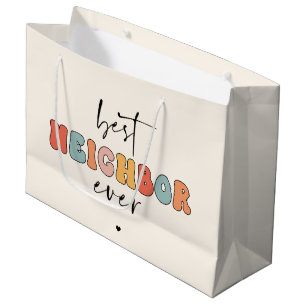 Retro Best Neighbour Ever Cute Large Gift Bag