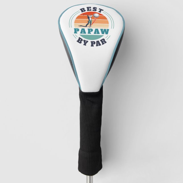 Retro Best Papaw By Par Custom Grandpa Golf Head Cover (Front)