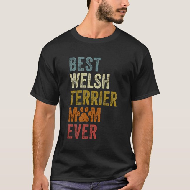 Retro Best Welsh Terrier Mum Ever Dog Mama Mother' T-Shirt (Front)