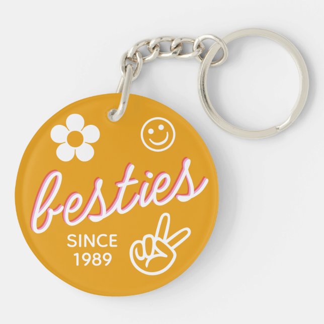 Retro Besties Photo Friendship Key Ring (Back)