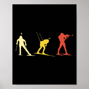 Retro Biathlon Cross Country Skiing Wintersport Bi Poster