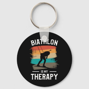 Retro Biathlon Is My Therapy Biathlete Key Ring