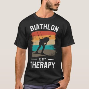 Retro Biathlon Is My Therapy Biathlete  T-Shirt