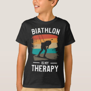 Retro Biathlon Is My Therapy Biathlete  T-Shirt