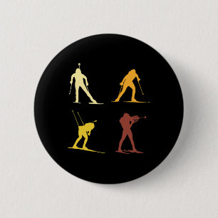 Retro Biathlon Wintersport Cross Country Skiing Sh 6 Cm Round Badge