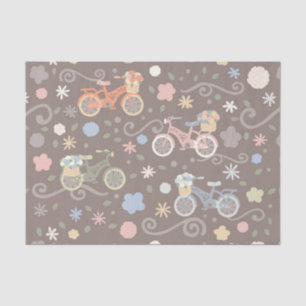 Retro Bicycle and Flowers Tissue Paper