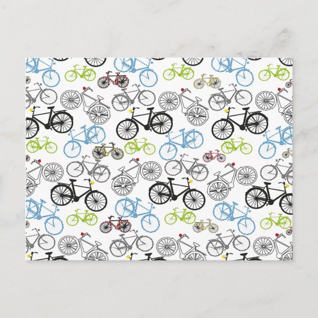 Retro Bicycle Bike Pattern Postcard (Front)