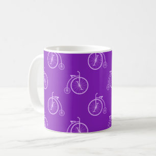 Retro Bicycle Pattern in Purple Tones Coffee Mug