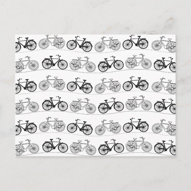 Retro Bicycle Pattern Postcard (Front)