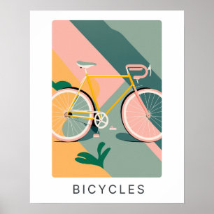 Retro bicycle print in pastel Transportation