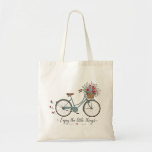 Retro Bicycle with Flowers Enjoy The Little Things Tote Bag