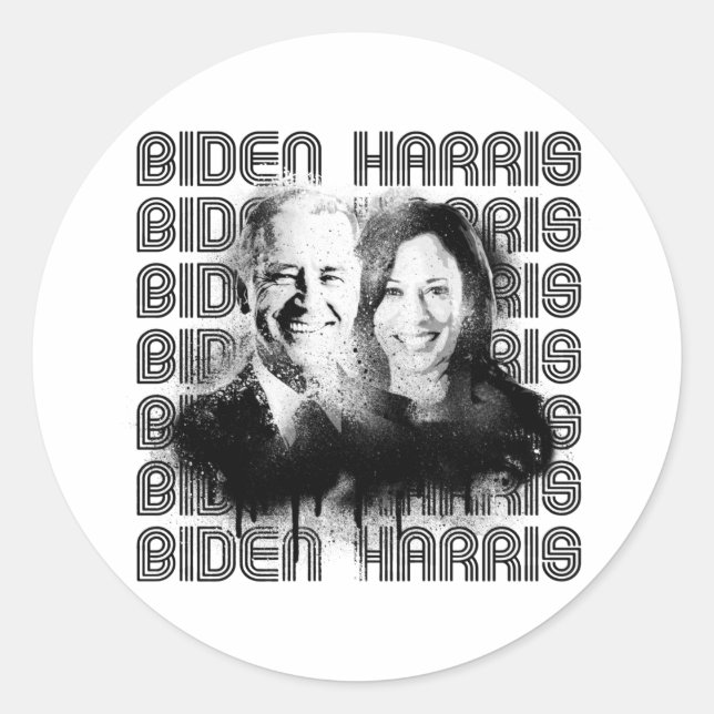 Retro Biden Harris Pride Classic Round Sticker (Front)