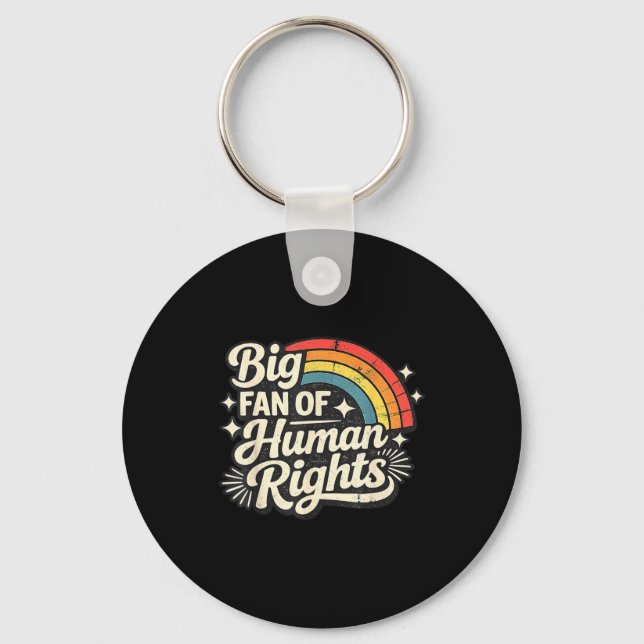 Retro Big Fan Human Rights Key Ring (Front)
