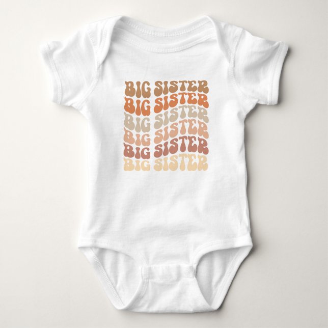 Retro Big Sister , big sister announcement Baby Bodysuit (Front)