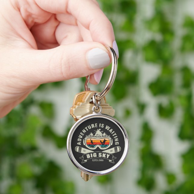 Retro Big Sky Ski Adventure is Waiting Key Ring (Hand)