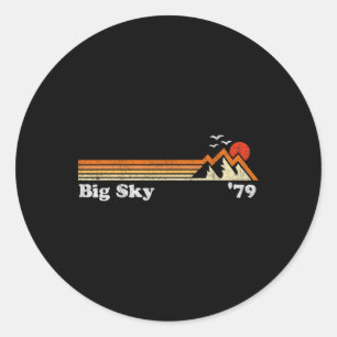 Retro Big Sky Ski Resort Colorado Snowboard Skiing Classic Round Sticker