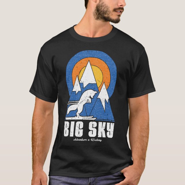 Retro Big Sky Ski White Fox T-Shirt (Front)