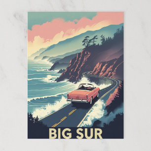 Retro Big Sur Coastal Drive Convertible Postcard