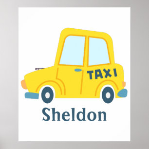 Retro big yellow taxi cab personalised poster