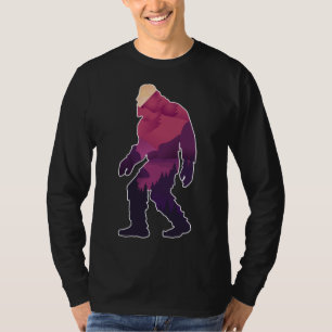 Retro Bigfoot Mountain Forest Landscape Wilderness T-Shirt
