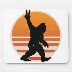 Retro Bigfoot Peace Sign Mouse Pad
