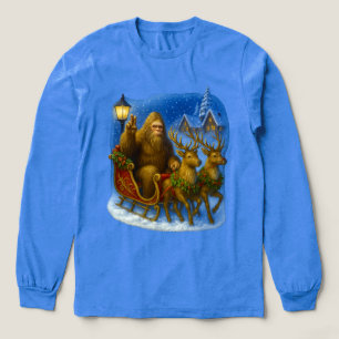 Retro Bigfoot Santa & Reindeer Vintage 90s Cosy Tri-Blend Shirt