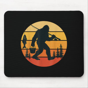 Retro Bigfoot Sasquatch Fishing Funny Gifts Dad Me Mouse Pad